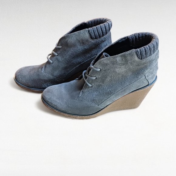 Lacoste Gray Suede Leren Lace Up Wedge Boots in Size 6 - Picture 4 of 13